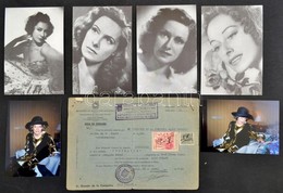 Muráti Lili (1912-2003) Színésznő Fotói és Fotónyomatai, 6 Db, Egy Neki Szóló Távirat, Valamint Muráti Lili: Szeretni Ke - Non Classés