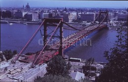 Cca 1964 Budapest, Az új Erzsébet Híd építéséről Készült. Professzionális Minőségű Színes Dia, 6x9 Cm - Autres & Non Classés