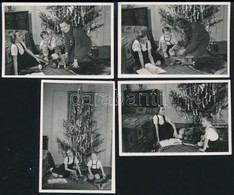 Cca 1940 Régi Idők Karácsonya, 4 Db Fotó, 6×9 Cm - Altri & Non Classificati