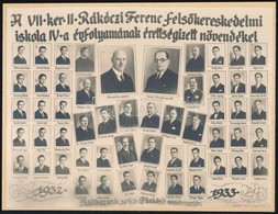 1933 Budapest, VI. Kerületi II. Rákóczi Ferenc Felsőkereskedelmi Iskola Tanárai és Végzős Növendékei, Kistabló Nevesítet - Altri & Non Classificati