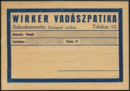 Cca 1930 Wirker Vadászpatika Rákoskeresztúr Kitöltetlen Számla - Reclame