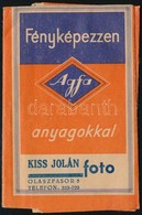 Kiss Jolán Foto Fotótartó Tasak, Agfa Reklámmal - Advertising