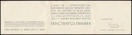 1937 A Magy. Kir. 1. Határőrezred Karpaszományos Iskolájának Meghívója Tánctanfolyamra - Altri & Non Classificati