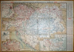 1912 Ausztria-Magyarország Közlekedési Térképe, Színes, Litografált Térkép, 1:1.500.000, 1912-es Naptárral. Wien, Freyta - Andere & Zonder Classificatie