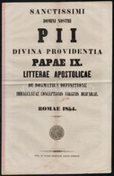 1854 IX. Piusz Pápa Dogmája Szűz Máriáról. Olasz és Latin Nyelven. 8p. 24x40 Cm - Zonder Classificatie