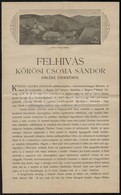 1904 Körösi Csoma Sándor Szülőközségében Felállítandó Szobor Javára Szóló Felhívás - Non Classés