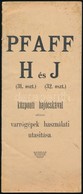 1912 Pfaff H. és J. (31. Oszt.) és (32. Oszt.) Központi Hajócskával Ellátott Varrógépek Használati Utasítása, Kissé Folt - Ohne Zuordnung
