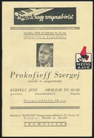 1936 Szergej Prokofieff (Szergej Szergejevics Prokofjev) Szerzői és Zongoraestjének Műsora, Sok Reklámmal - Non Classés