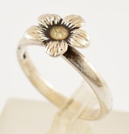 Ezüst(Ag) Virágos Gyűrű, Jelzett, Méret: 52, Bruttó: 2,4 G - Autres & Non Classés