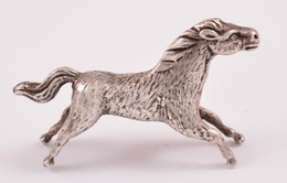 Ezüst(Ag) Miniatűr Ló, Jelzett, 4×2 Cm, Nettó: 16,1 G - Sonstige & Ohne Zuordnung