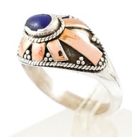 Ezüst(Ag) Gyűrű, Aranyozott Díszítéssel, Jelzett, Méret: 53, Bruttó: 4 G - Sonstige & Ohne Zuordnung