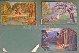 ** * Kb. 300 Db Régi Művész Motívumlap Nagy Alakú Képeslap Albumban / Cca. 300 Pre-1945 Art Motive Postcards In A Big Si - Zonder Classificatie