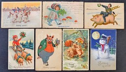 ** * Kb. 80 Db RÉGI újévi üdvözlő Motívum Képeslap, Lithokkal / Cca. 80 Pre-1945 New Year Greeting Art Postcards, With L - Non Classificati