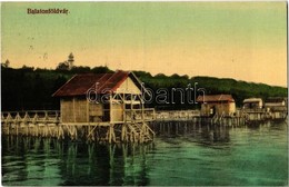 T2 Balatonföldvár, Fürdőkabinok Stégen A Balatonban. Gerendai Gyula Kiadása 13. Sz. 1912. - Non Classés