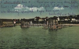 T2/T3 Balatonszemes-fürdő, Part Fürdőkabinokkal. Hátoldalon Balázs Árpád (1874-1941) Zeneszerző, Dalköltő által írt Dal  - Non Classés