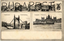 * T2/T3 1907 Budapest, Erzsébet Híd, Országház. Iniciálés Montázslap  (Rb) - Non Classés