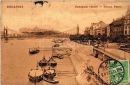 T2/T3 1908 Budapest, Erzsébet Híd, Duna Parti Részlet, Uszályok, Hajók. TCV Card  (EK) - Ohne Zuordnung