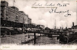 T2 1901 Budapest V. Hotel Hungária Szálloda, Rakpart Gőzhajók. Klein V. Kiadása - Non Classificati