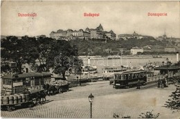 T2 1910 Budapest V. Pesti Rakpart, Szemben A Királyi Várral, Villamos, Lánchíd Ingahajó Kikötő. Kalodont Fogkrém Reklám - Non Classificati