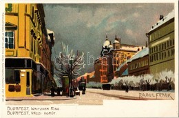 ** T1/T2 Budapest VI. Váci Körút (ma Bajcsy-Zsilinszky út) Télen. Kuenstlerpostkarte No. 2077. Von Ottmar Zieher, Litho  - Non Classificati