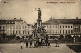 T4 1908 Arad, Szabadság Tér, Vértanú Szobor, Rózsnyay Gyógyszertár, Seelinger M. Andor és Pohm János üzlete. Pichler Sán - Unclassified