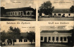 * T2/T3 1913 Zsidovin, Berzovia; Községház, Bank, Schwarcz Zsigmond és Kohn Jakab üzlete / Casa Comunale, Pravalia, Banc - Non Classificati