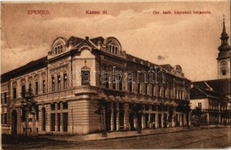 T2/T3 1912 Eperjes, Presov; Kassai út, Görögkatolikus Káptalani Bérpalota, Görögkatolikus Templom, Trösztler Kálmán üzle - Non Classés