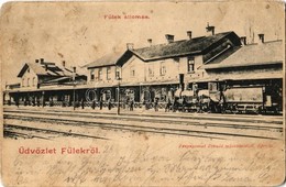 * T3 1901 Fülek, Filakovo; Vasútállomás, Gőzmozdony, Vasutasok. Fénynyomat Divald Műintézetéből / Bahnhof / Railway Stat - Ohne Zuordnung