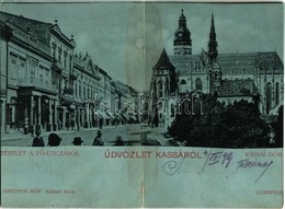 T3/T4 1899 Kassa, Kosice; Fő Utca, Templom, Schifbeck Szálloda, Este. Breitner Mór Kiadása. Kihajtható Lap / Main Street - Non Classificati