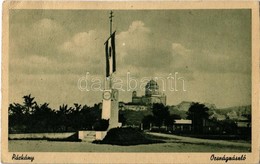 * T2/T3 1944 Párkány, Stúrovo; Országzászló, Háttérben Az Esztergomi Bazilika / Hungarian Flag, Esztergom Basilica In Th - Non Classés