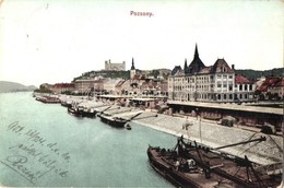 * T3 1924 Pozsony, Pressburg, Bratislava; Rakpart Uszályokkal, Vár / Quay, Barges, Castle (Rb) - Non Classés