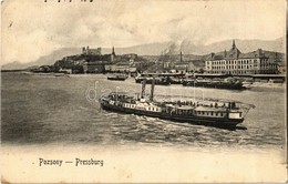 T2/T3 1905 Pozsony, Pressburg, Bratislava; Vár, 'Vesta' Gyorsgőzös. 'Bediene Dich Allein' / Castle, Steamship (EK) - Non Classificati