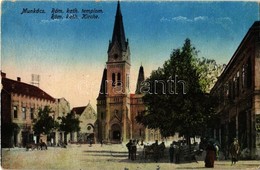 T2/T3 1918 Munkács, Mukacheve, Mukacevo; Római Katolikus Templom / Church, Square + 'Megfigyelő Állomás' - Unclassified