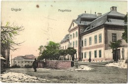 T3/T4 1911 Ungvár, Uzshorod, Uzhorod; Megyeháza, Utcakép / County Hall, Street View (kis Sarokhiány / Small Corner Short - Sin Clasificación