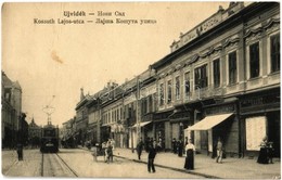 * T2 Újvidék, Novi Sad; Kossuth Lajos Utca, Villamos, Krausz D. és Schwarz Vilmos üzlete / Street, Shops, Tram - Non Classés
