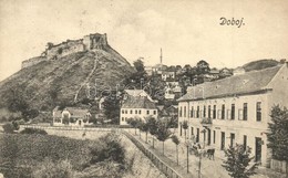 T2 1916 Doboj, Street View With Shops, Castle  + M. Kir. V/6. Népfölkelő Hadtápzászlóalj Parancsnokság - Non Classés