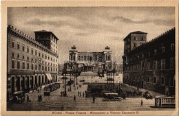 ** T2/T3 Rome, Roma; Piazza Venezia, Monumento A Vittorio Emanuele II. / Square, Statue, Trams  (EK) - Non Classificati