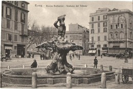 ** T1/T2 Rome, Roma; Piazza Barberini, Fontana Del Tritone, Naples Grand Hotel Santa Lucia / Square, Fountain, Shops - Zonder Classificatie