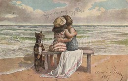 T2/T3 Weltvergessen / Children With Dog At The Beach. E.A. Schwerdtfeger & Co. 586. S: A. V. Riesen (worn Corners) - Unclassified