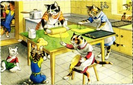 ** T2 Cats Making A Mess In The Kitchen While Baking. Alfred Mainzer ALMA No. 4702. - Modern Postcard - Sin Clasificación