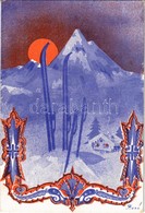 ** T2 I. Január. Sílécek Télen. Árpád-Nyomda Kiadása / Hungarian Winter Sport Art Postcard. January S: Bozó - Sin Clasificación