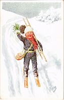 ** T1/T2 Skiing Child, Winter Sport. B.KW.I. 3100/2. S: K. Feiertag - Ohne Zuordnung