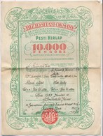 Bia 1929. A Pesti Hírlap Előfizetőinek Szóló Baleset Biztosítási Okmány 10.000P értékben, A Angol Elemi Biztosító Rt. Re - Unclassified