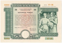 Budapest 1955. 'Hatodik Békekölcsön' Nyereménykötvénye 200Ft értékben, Szárazpecséttel T:II - Unclassified