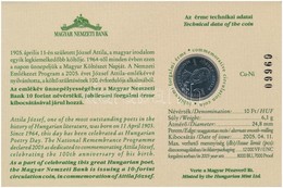 2005. 10Ft Cu-Ni 'József Attila' Sorszámozott Emléklapon, Bontott Csomagolásban T:1- - Non Classificati