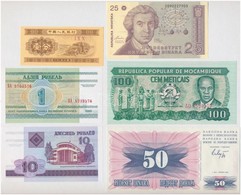 6db-os Vegyes Külföldi Bankjegy Tétel, Közte Mozambik 1983. 100M, Bosznia-Hercegovina 1992. 50D T:I,I-
6pcs Of Various B - Non Classificati