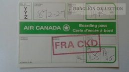 ZA212.27  AIR CANADA - CARTE D'EMBARQUEMENT BOARDING PASS  Ca 1960-70's - Boarding Passes