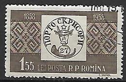 ROUMANIE    -  1958 .   Y&T N° 1611 Oblitéré.  Centenaire Du Timbre Roumain  /  Timbre Sur Timbre - Usado