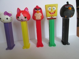 PEZ, FIVE DISPENSERS, MADE IN HUNGARY - Pez