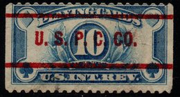 R839.-. USA . 1899. PLAYING CARDS STAMP. 10 CENTS BLUE. OVPTD. IN RED - Fiscali